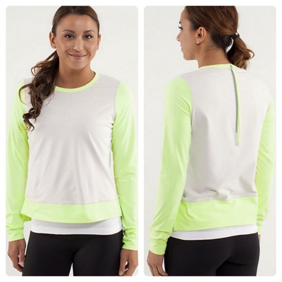 lululemon Warm Up Crew Top Neon Green Sweater
